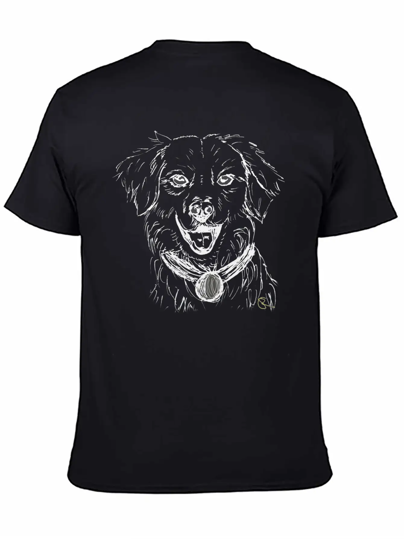 Dog Dogs Love Lineart Design Dark Basic Graphic T-Shirt – Daily Comfort In Soft Cotton