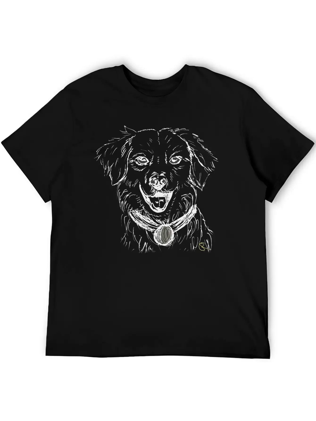 Dog Dogs Love Lineart Design Dark Basic Graphic T-Shirt – Daily Comfort In Soft Cotton