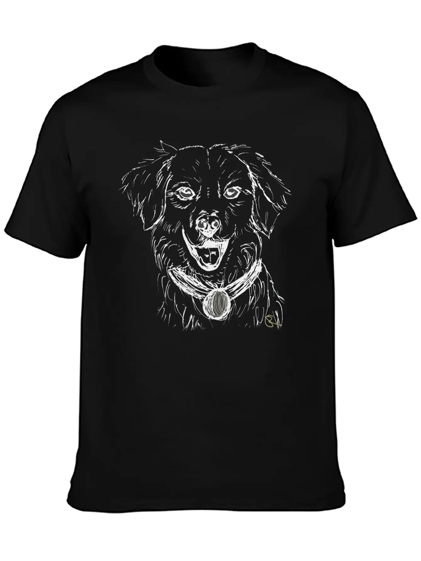 Dog Dogs Love Lineart Design Dark Basic Graphic T-Shirt – Daily Comfort In Soft Cotton