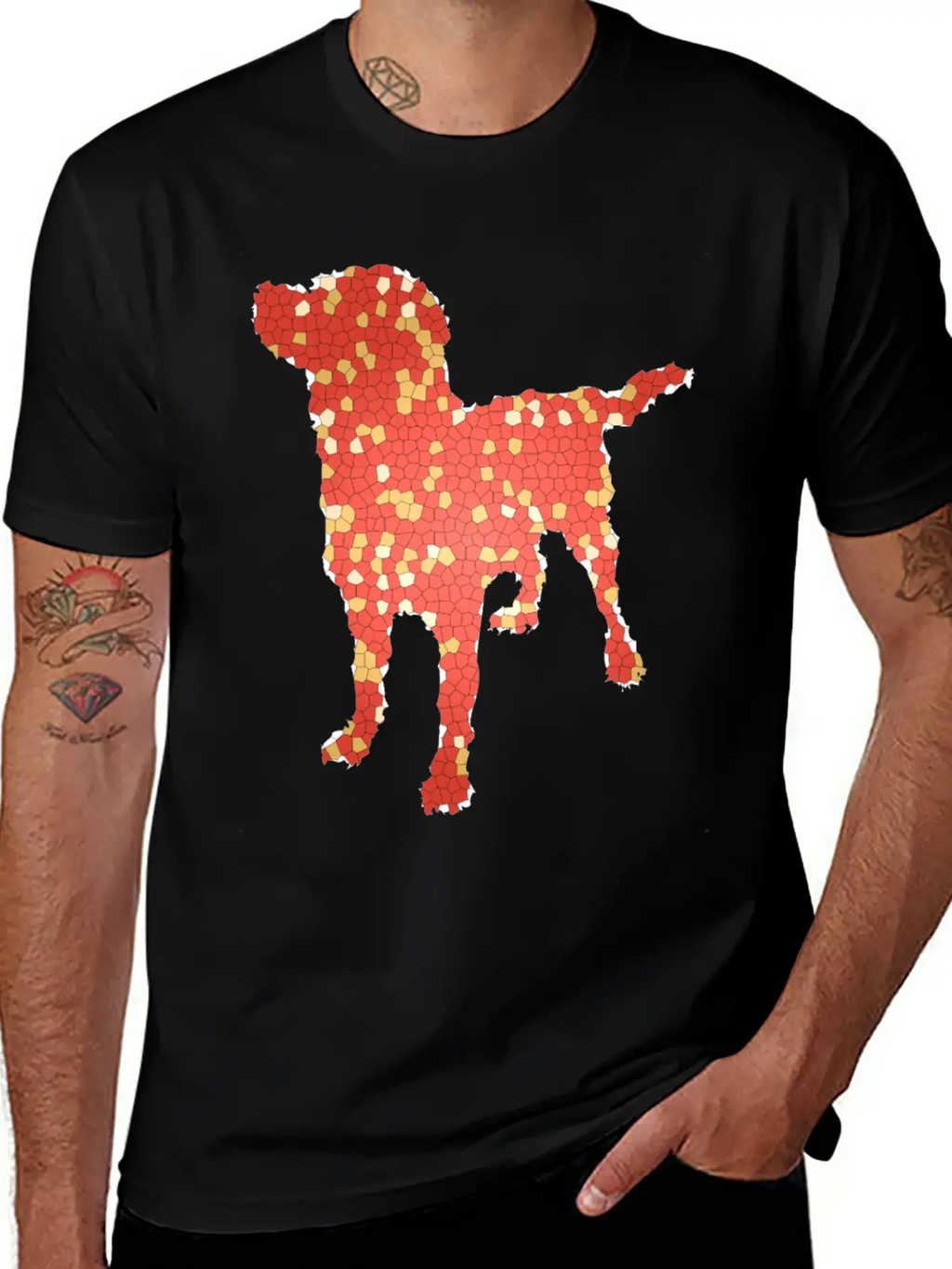 Dog Exclusive Design Gift Idea Mosaic Fashion Art Breathable Graphic T-Shirt – Perfect For Casual Days