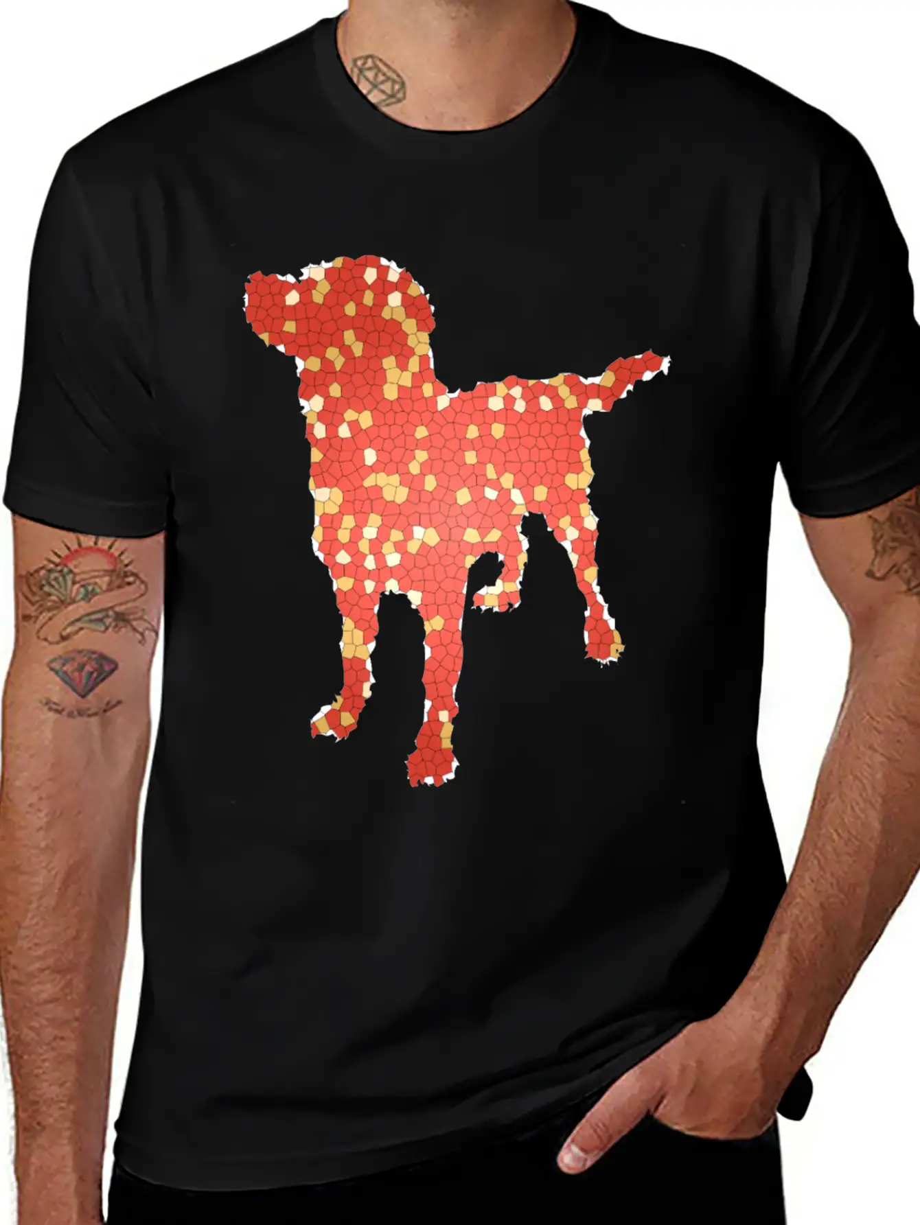 Dog Exclusive Design Gift Idea Mosaic Fashion Art Breathable Graphic T-Shirt – Perfect For Casual Days