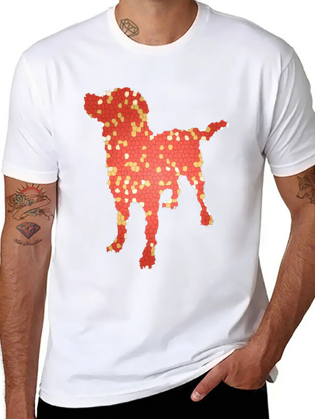 Dog Exclusive Design Gift Idea Mosaic Fashion Art Breathable Graphic T-Shirt – Perfect For Casual Days