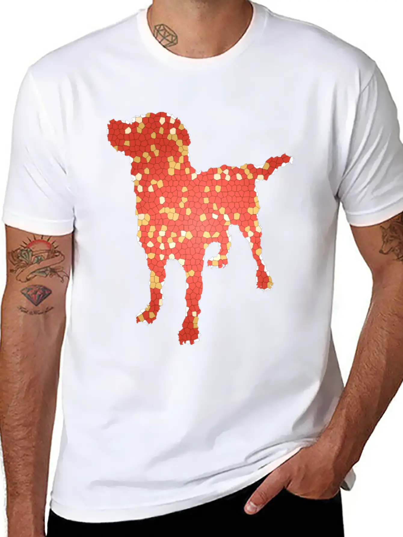 Dog Exclusive Design Gift Idea Mosaic Fashion Art Breathable Graphic T-Shirt – Perfect For Casual Days