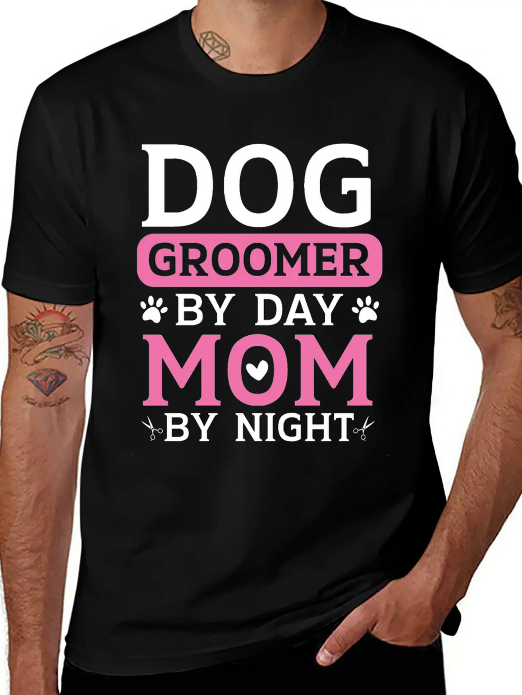 Dog Groomer By Day Mom By Night Mothers Day Timeless Short Sleeve Tee – Comfy And Minimalist Design