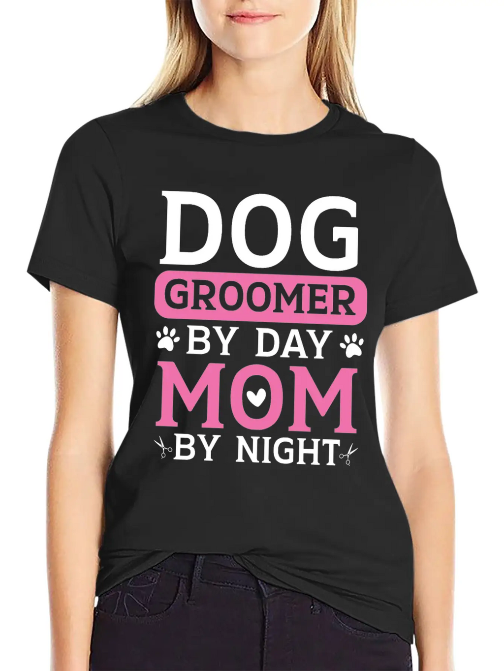 Dog Groomer By Day Mom By Night Mothers Day Timeless Short Sleeve Tee – Comfy And Minimalist Design