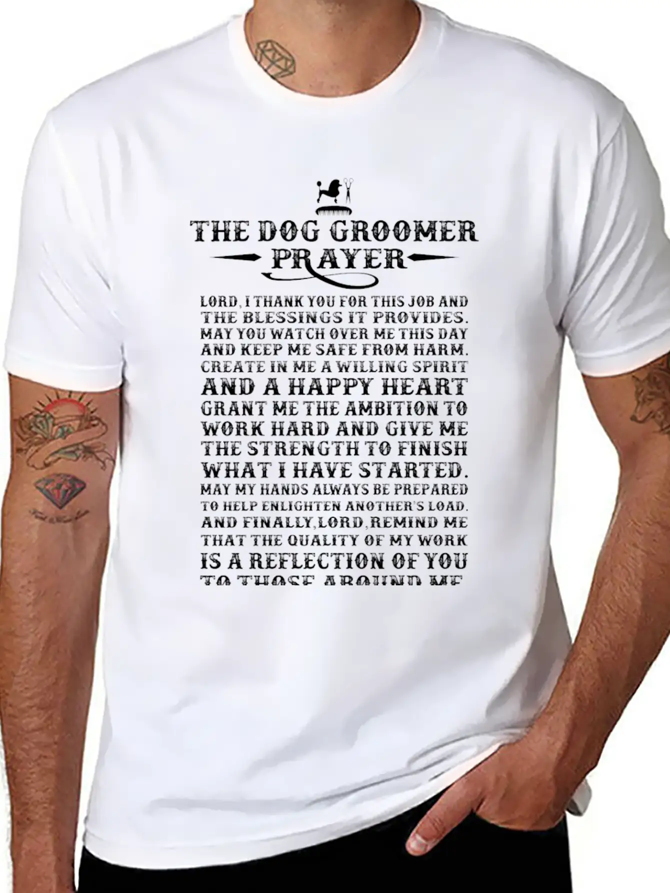 Dog Groomer - The Dog Groomer Prayer T-shirt Basic Graphic T-Shirt – Daily Comfort In Soft Cotton