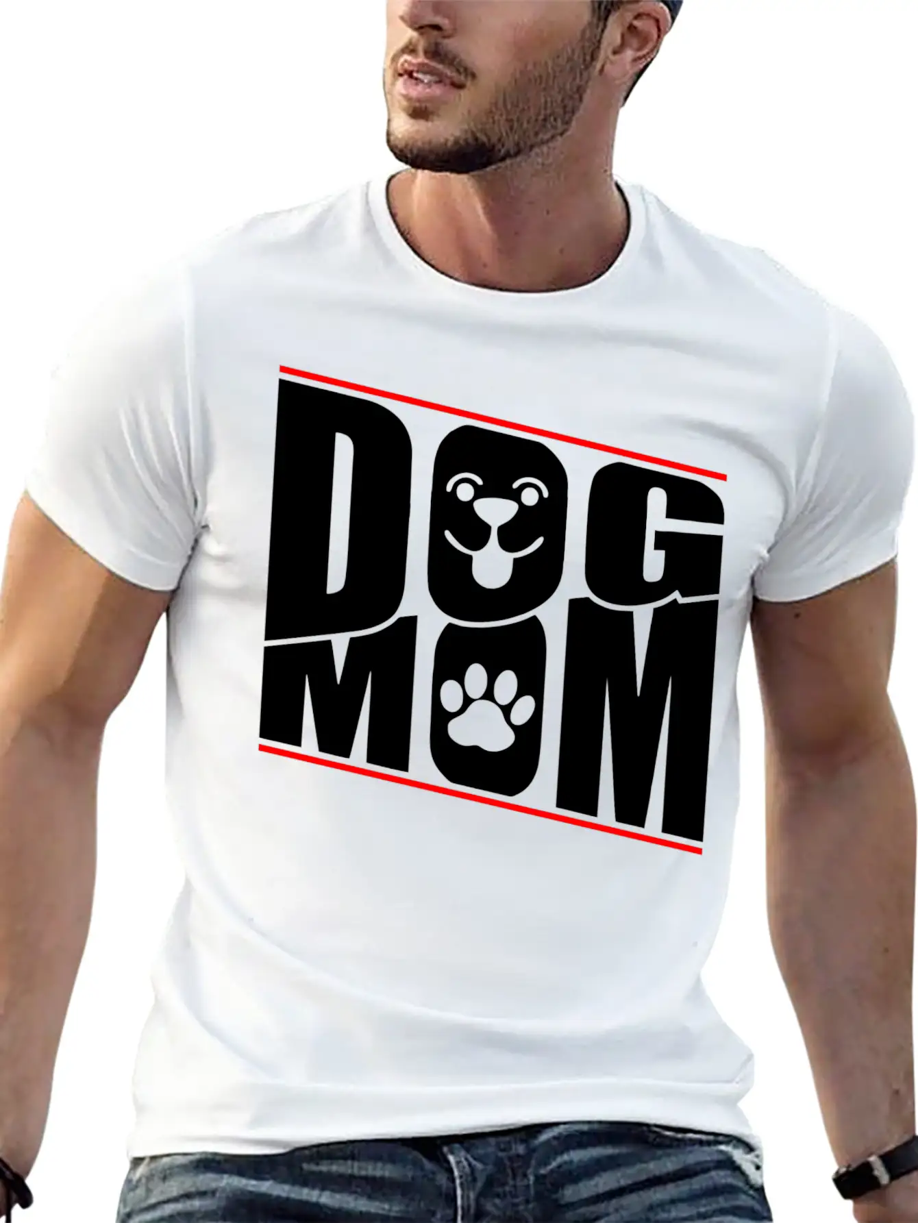 DOG MOM Stylish Everyday T-Shirt – Unisex Basic Cotton Tee