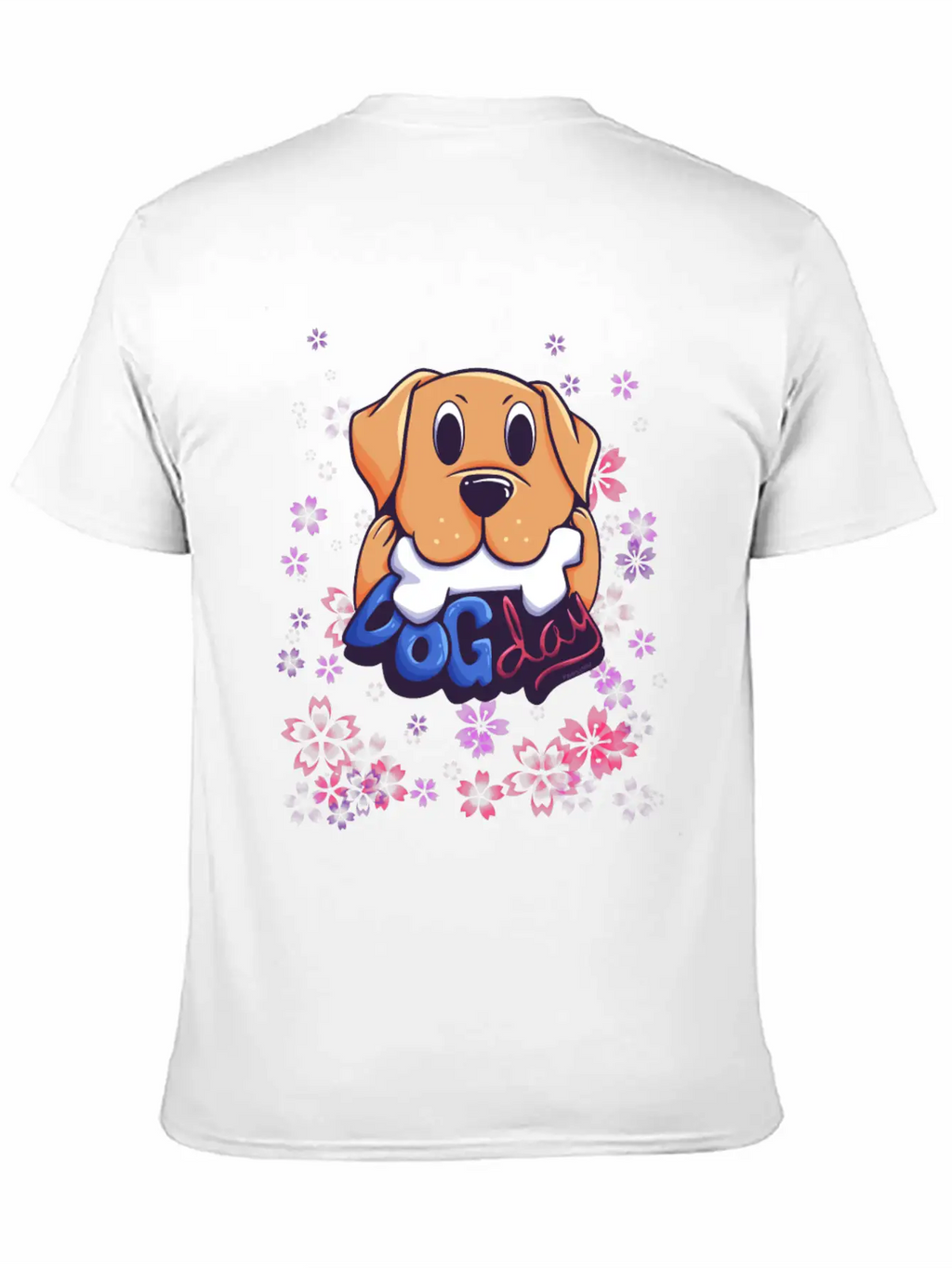 Dog On Flower Meadow Essential Cotton Tee For Daily Outfits – Unisex Style