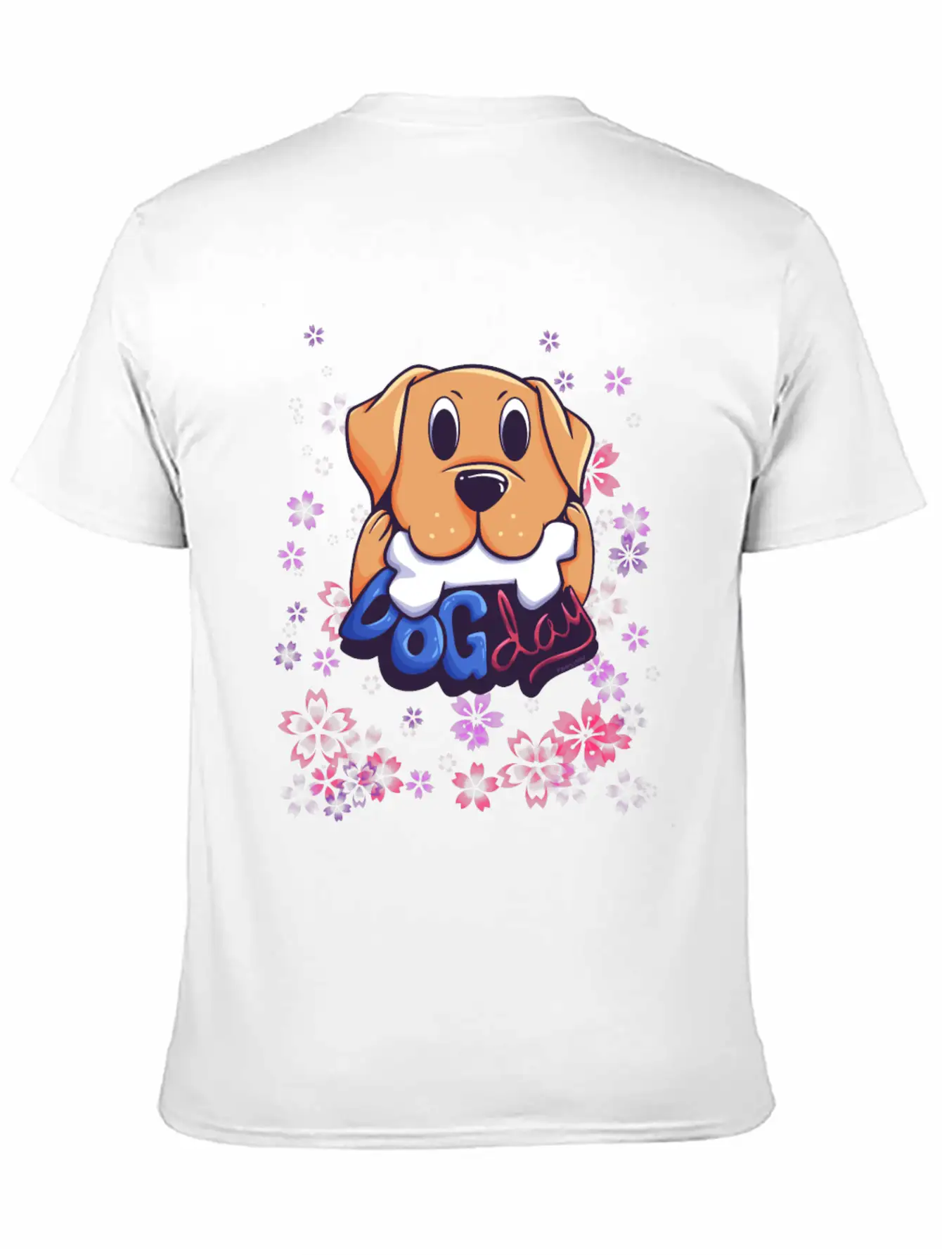 Dog On Flower Meadow Essential Cotton Tee For Daily Outfits – Unisex Style