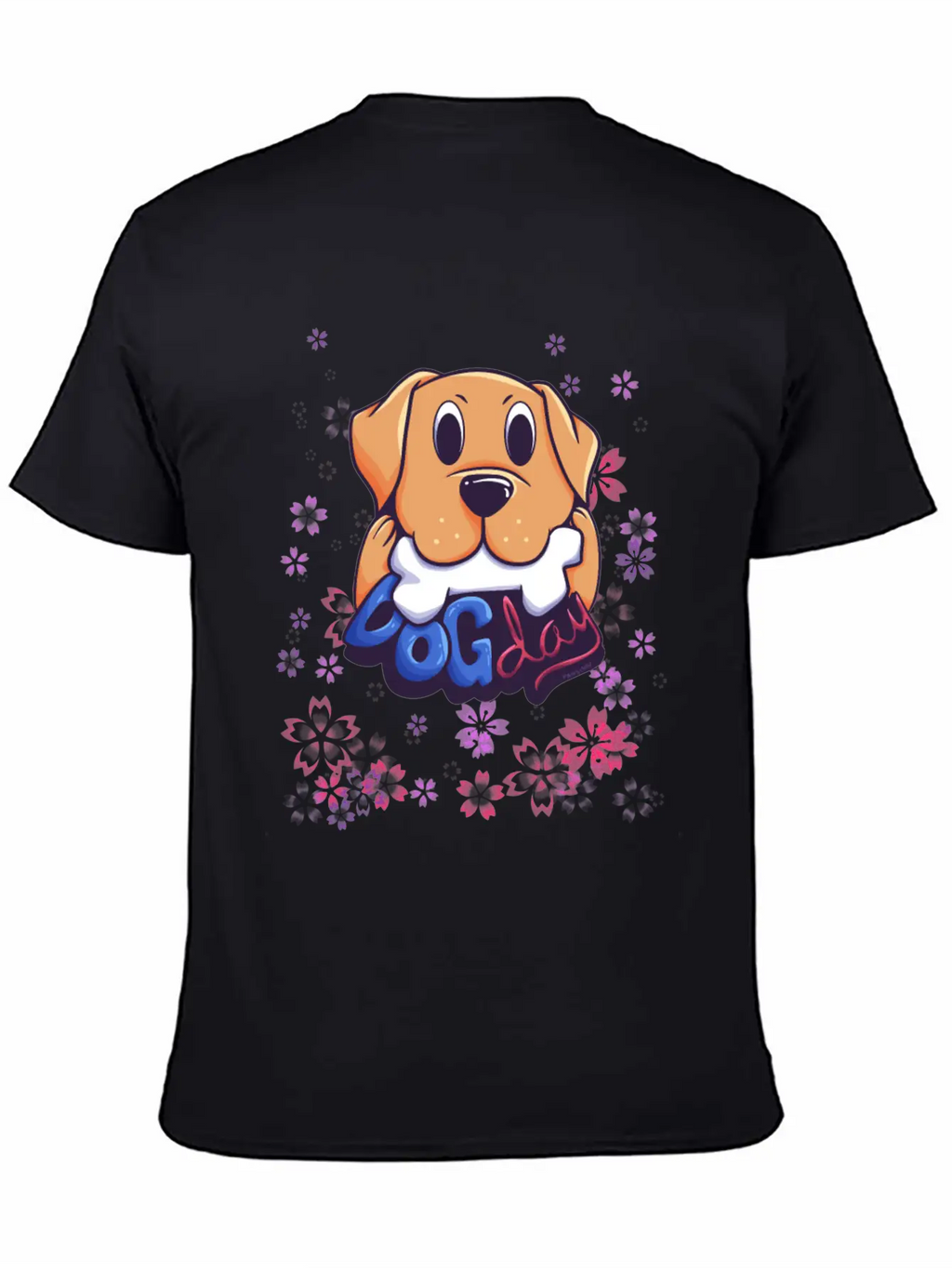 Dog On Flower Meadow Essential Cotton Tee For Daily Outfits – Unisex Style