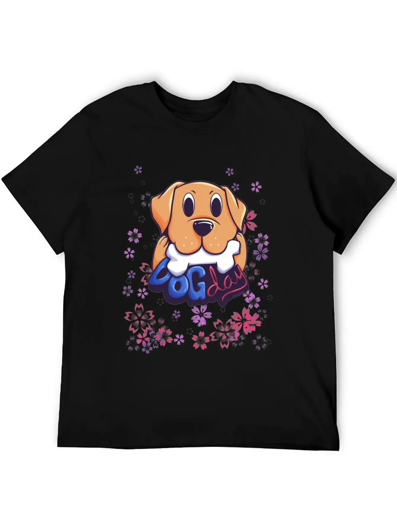 Dog On Flower Meadow Essential Cotton Tee For Daily Outfits – Unisex Style