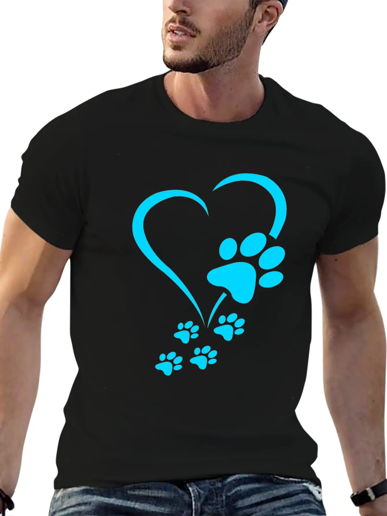 Dog Paw Print Baby Dogs - Dog Paws Hearts Dog Paw Breathable Soft Cotton T-Shirt – Timeless Casual Look