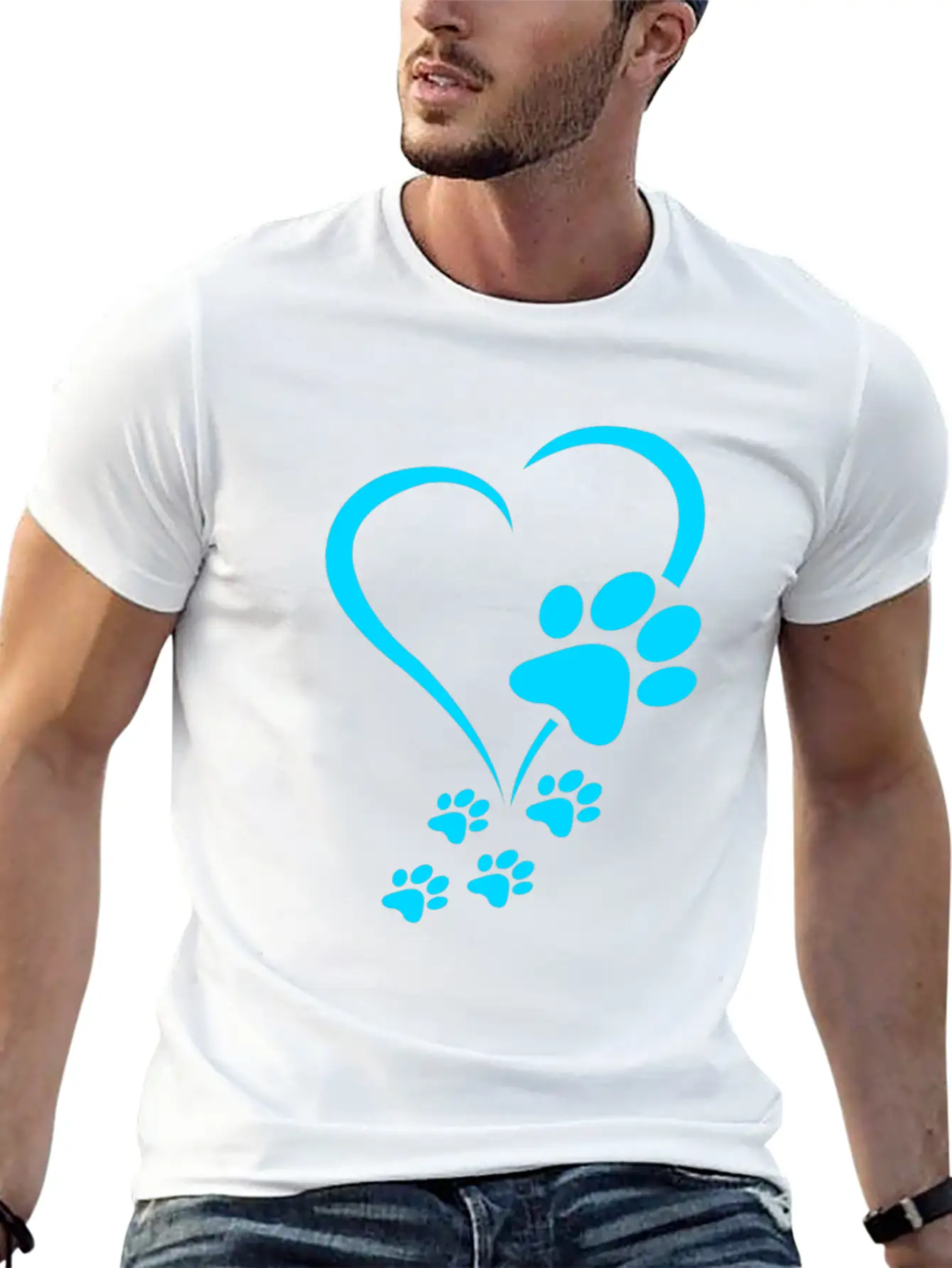 Dog Paw Print Baby Dogs - Dog Paws Hearts Dog Paw Breathable Soft Cotton T-Shirt – Timeless Casual Look