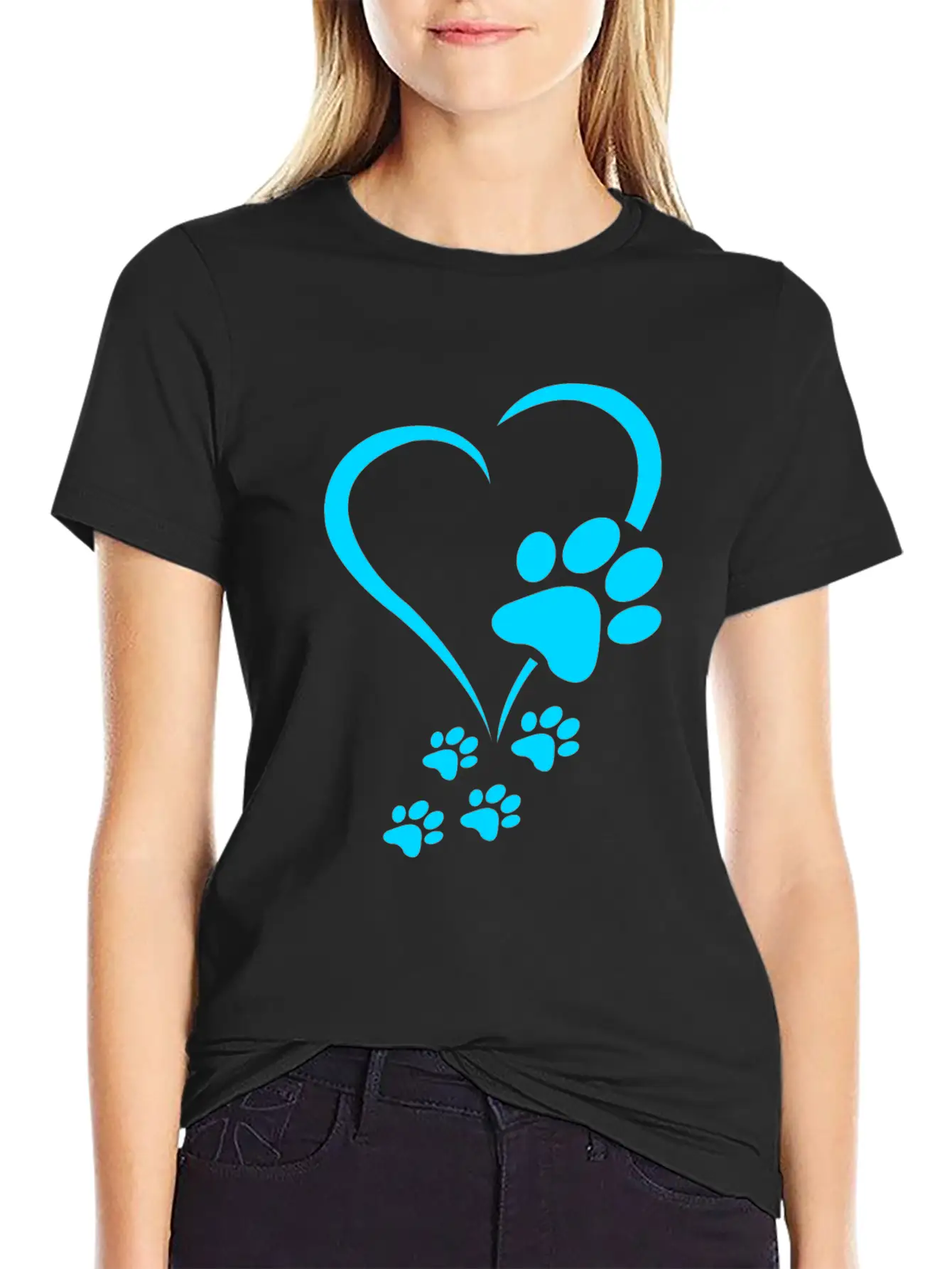 Dog Paw Print Baby Dogs - Dog Paws Hearts Dog Paw Breathable Soft Cotton T-Shirt – Timeless Casual Look