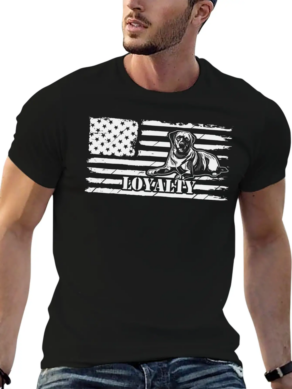 Dog US Flag Loyalty American Flag Independence Day Classic Cotton Tee – Unisex Comfort For Any Season