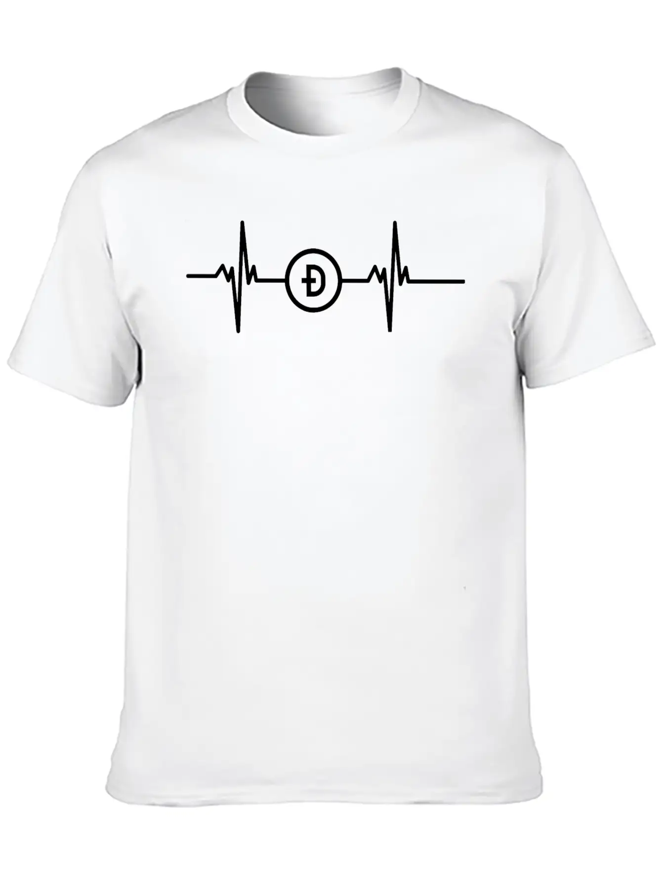 Dogecoin Heartbeat (White) Classic Cotton Tee – Unisex Comfort For Any Season