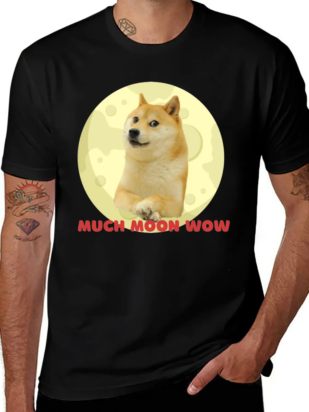 DogeCoin Much Moon Wow Relaxed Everyday Tee – Lightweight And Durable Cotton