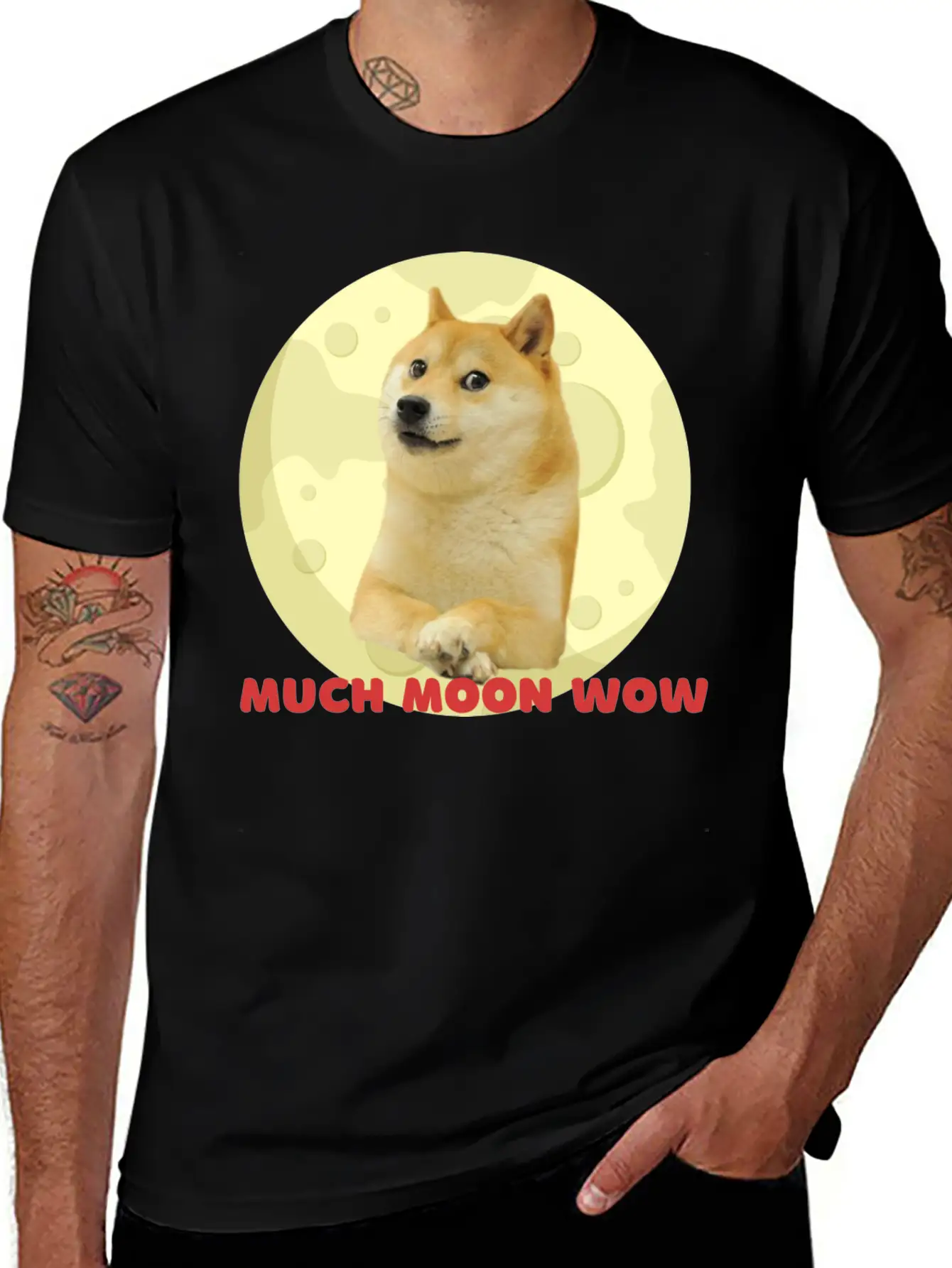 DogeCoin Much Moon Wow Relaxed Everyday Tee – Lightweight And Durable Cotton