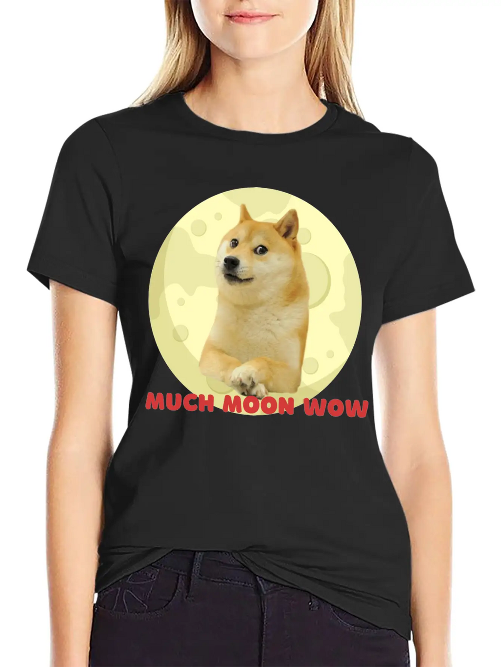 DogeCoin Much Moon Wow Relaxed Everyday Tee – Lightweight And Durable Cotton
