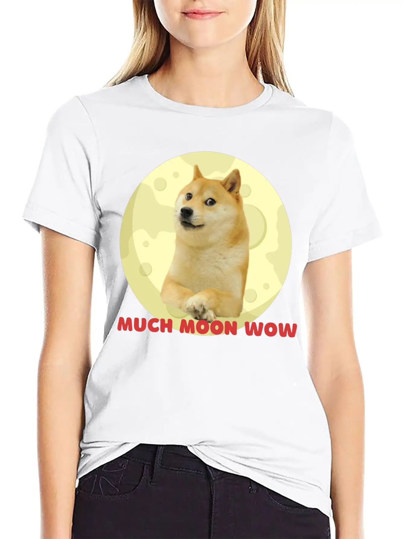 DogeCoin Much Moon Wow Relaxed Everyday Tee – Lightweight And Durable Cotton