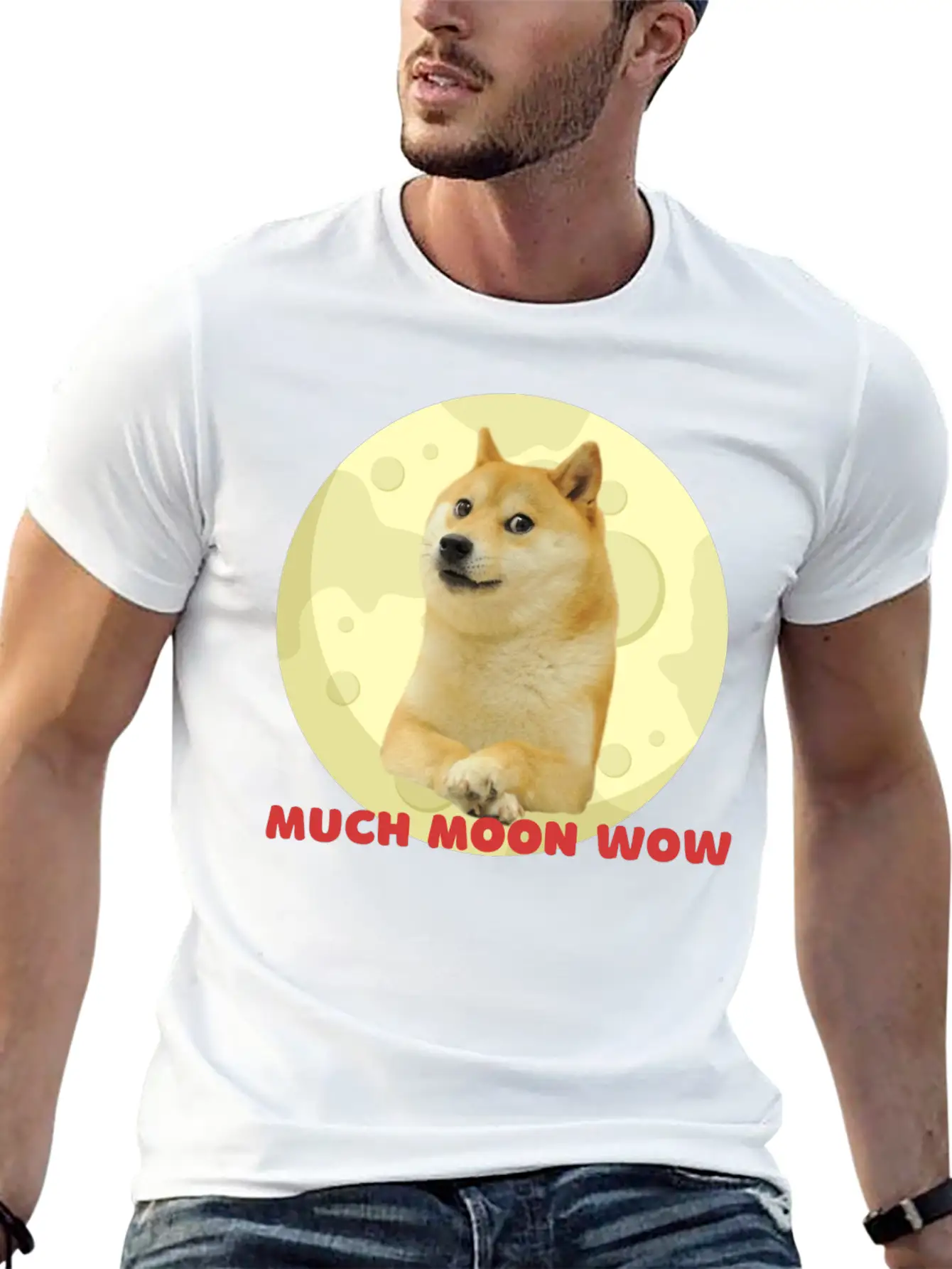 DogeCoin Much Moon Wow Relaxed Everyday Tee – Lightweight And Durable Cotton