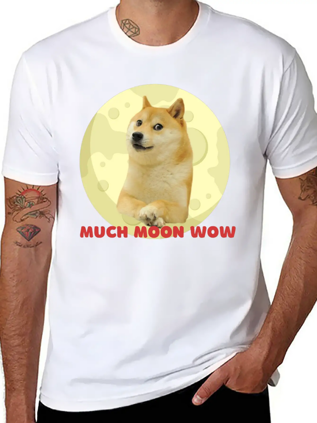 DogeCoin Much Moon Wow Relaxed Everyday Tee – Lightweight And Durable Cotton