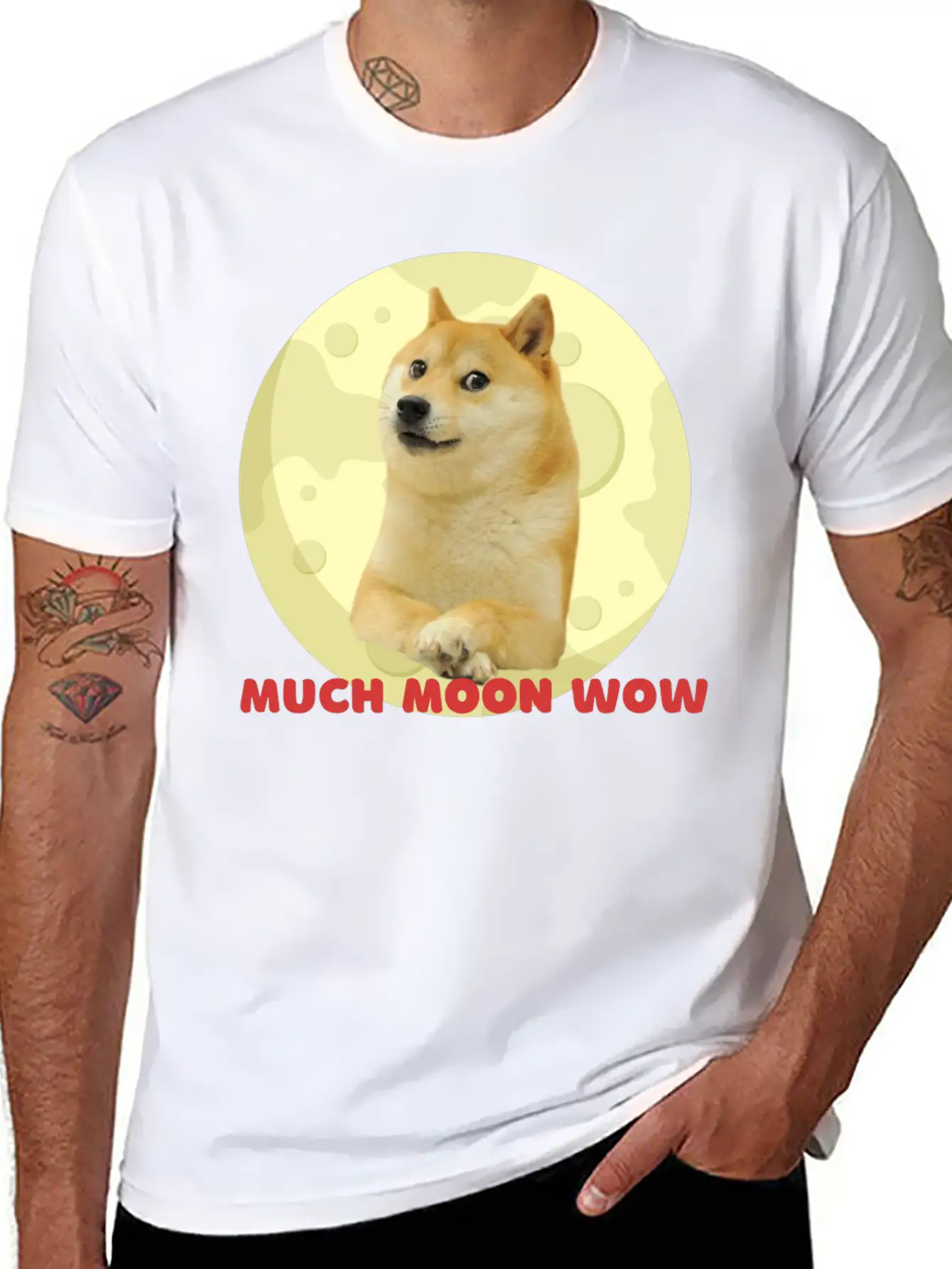 DogeCoin Much Moon Wow Relaxed Everyday Tee – Lightweight And Durable Cotton