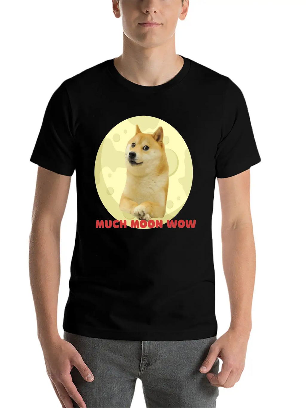 DogeCoin Much Moon Wow Relaxed Everyday Tee – Lightweight And Durable Cotton
