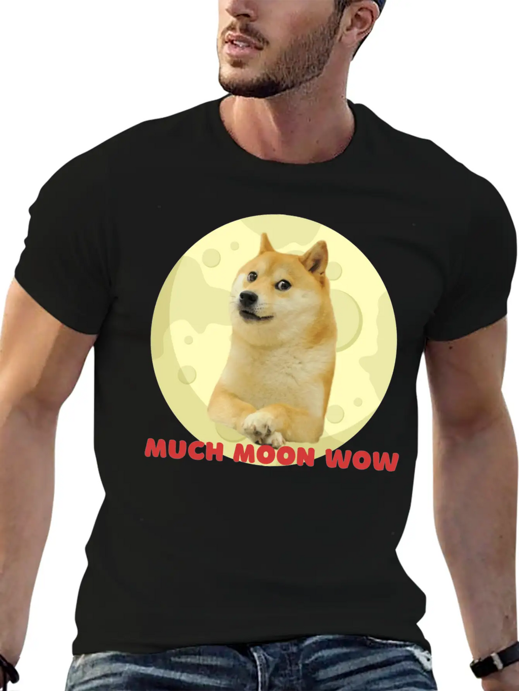 DogeCoin Much Moon Wow Relaxed Everyday Tee – Lightweight And Durable Cotton