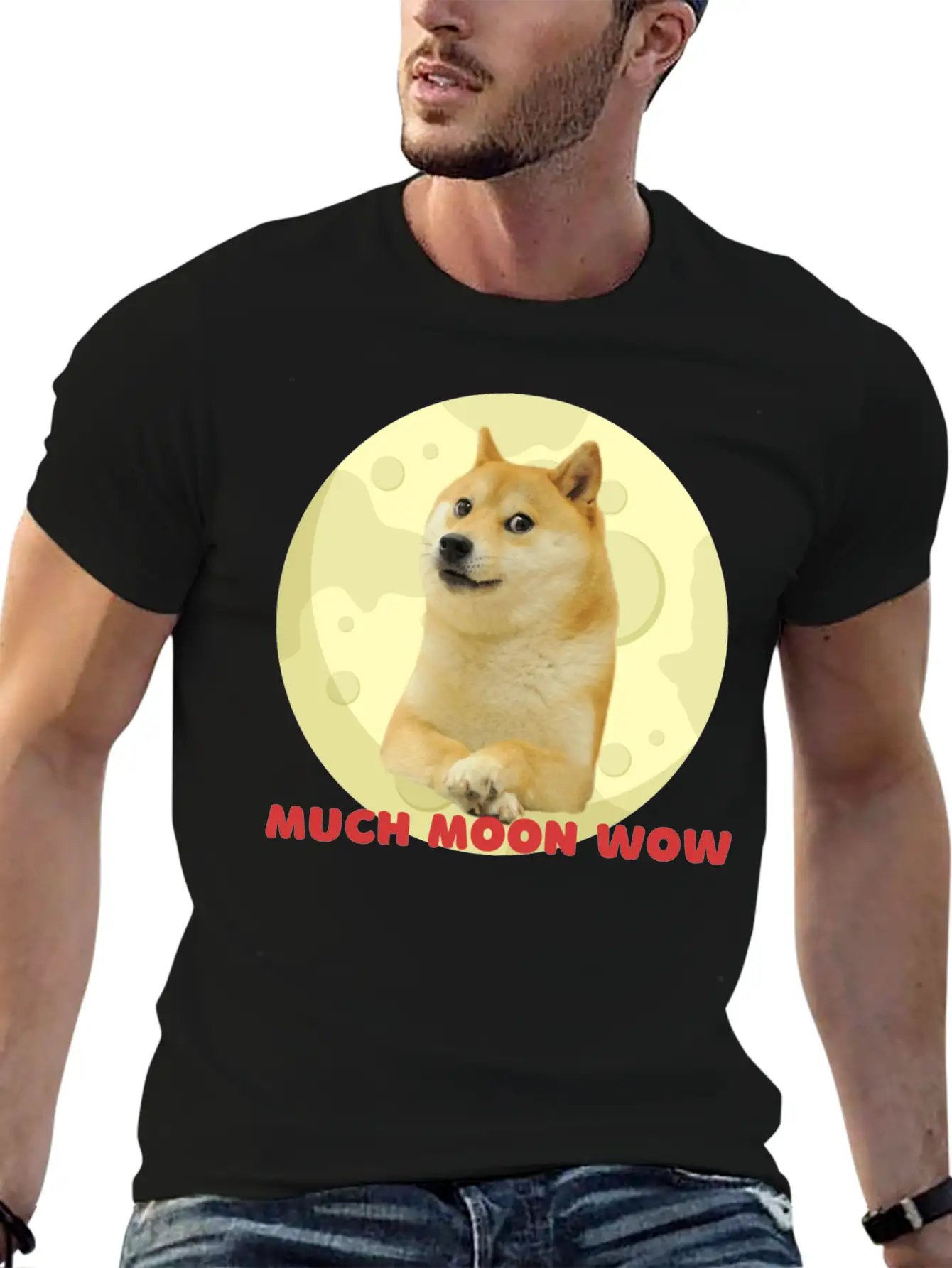 DogeCoin Much Moon Wow Relaxed Everyday Tee – Lightweight And Durable Cotton