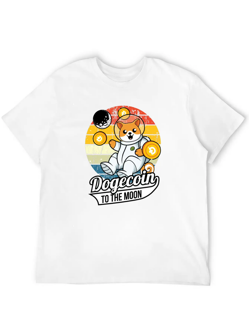 Dogecoin To The Moon Stylish Everyday T-Shirt – Unisex Basic Cotton Tee