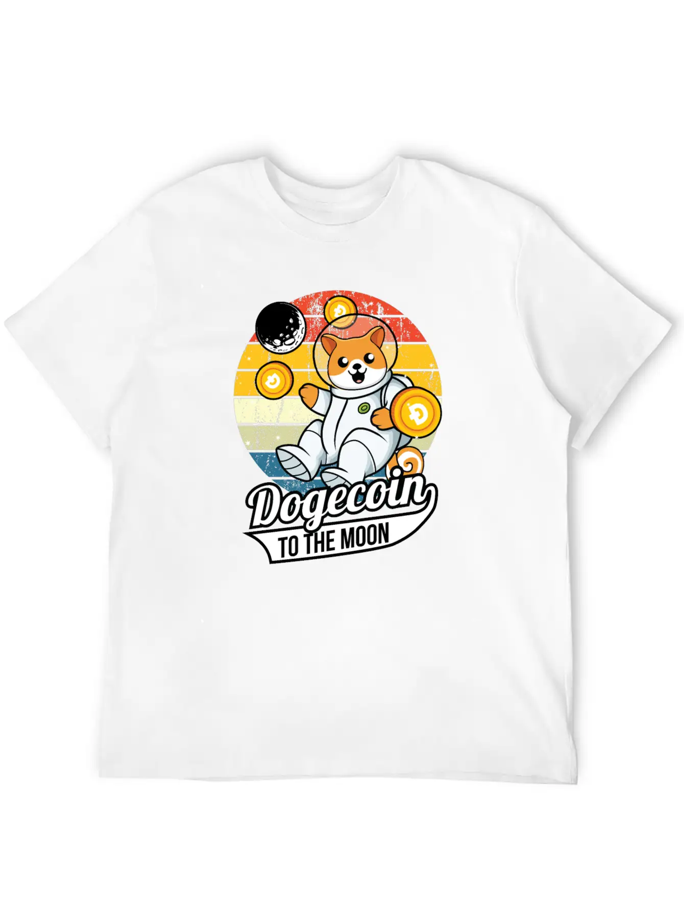 Dogecoin To The Moon Stylish Everyday T-Shirt – Unisex Basic Cotton Tee