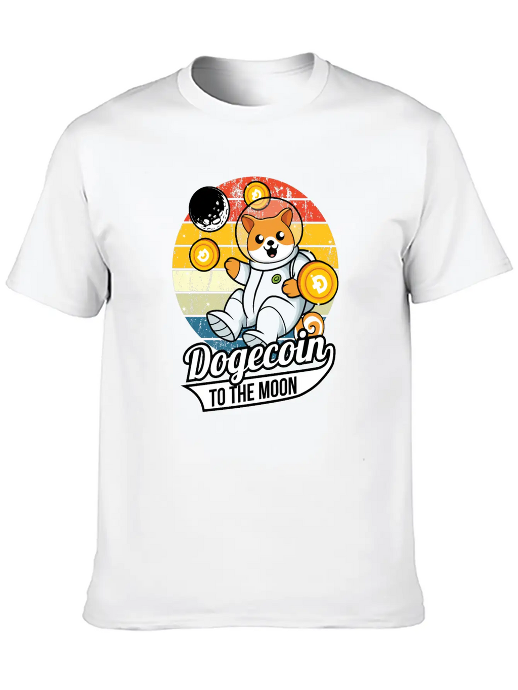 Dogecoin To The Moon Stylish Everyday T-Shirt – Unisex Basic Cotton Tee