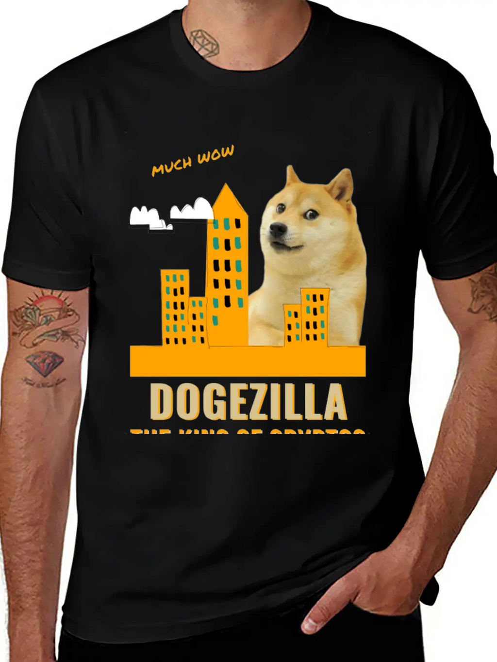 Dogezilla King Of Cryptos - Funny Dogecoin, Doge Breathable Soft Cotton T-Shirt – Timeless Casual Look