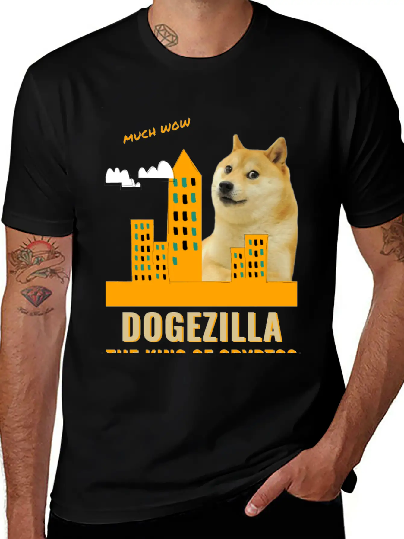 Dogezilla King Of Cryptos - Funny Dogecoin, Doge Breathable Soft Cotton T-Shirt – Timeless Casual Look