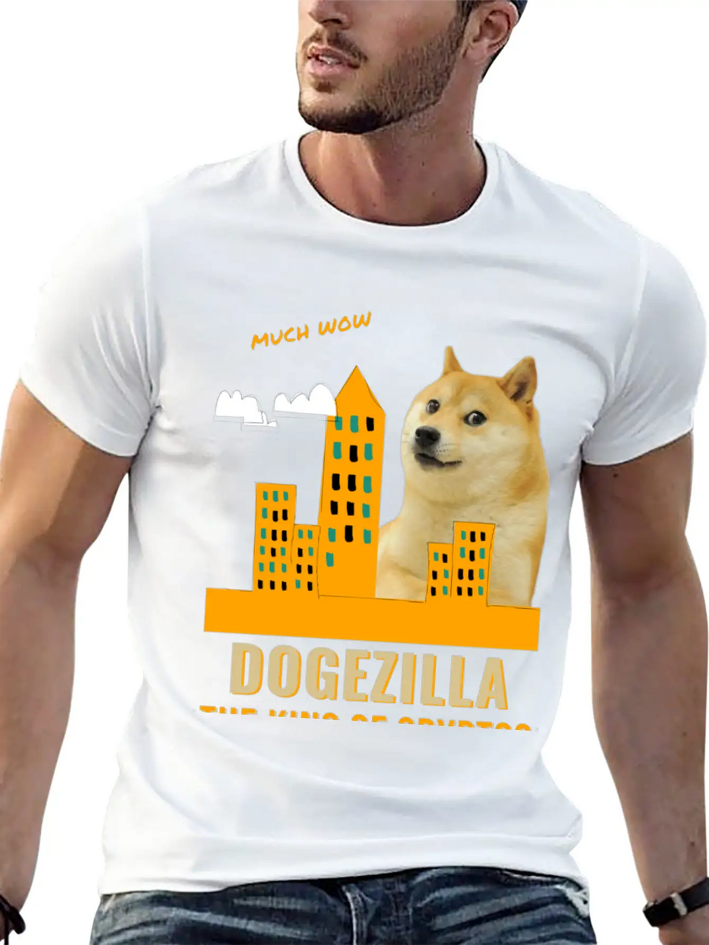 Dogezilla King Of Cryptos - Funny Dogecoin, Doge Breathable Soft Cotton T-Shirt – Timeless Casual Look