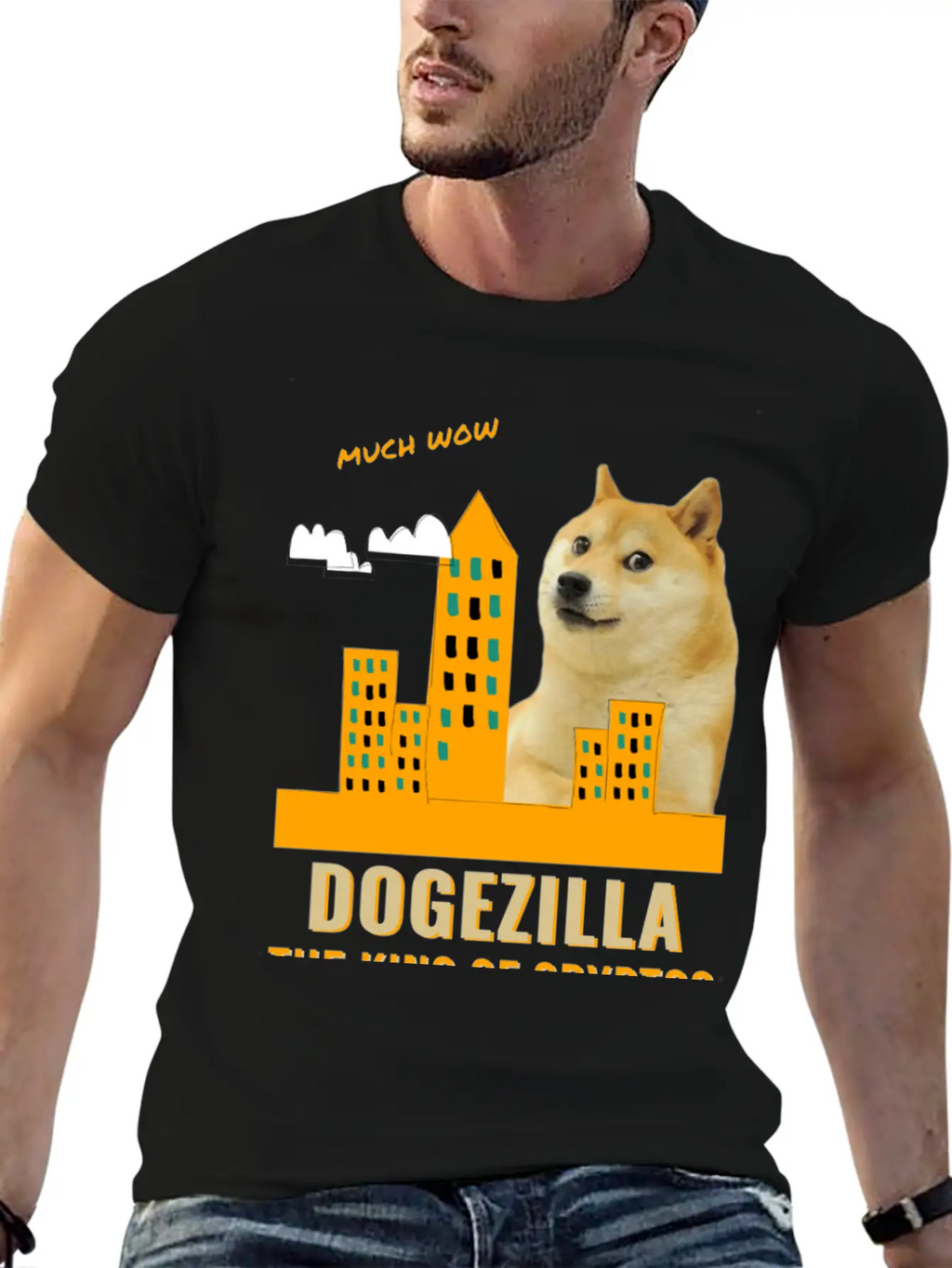 Dogezilla King Of Cryptos - Funny Dogecoin, Doge Breathable Soft Cotton T-Shirt – Timeless Casual Look