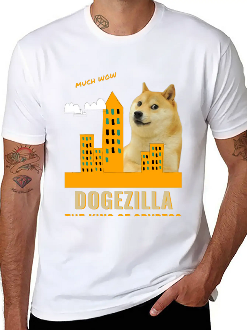 Dogezilla King Of Cryptos - Funny Dogecoin, Doge Breathable Soft Cotton T-Shirt – Timeless Casual Look