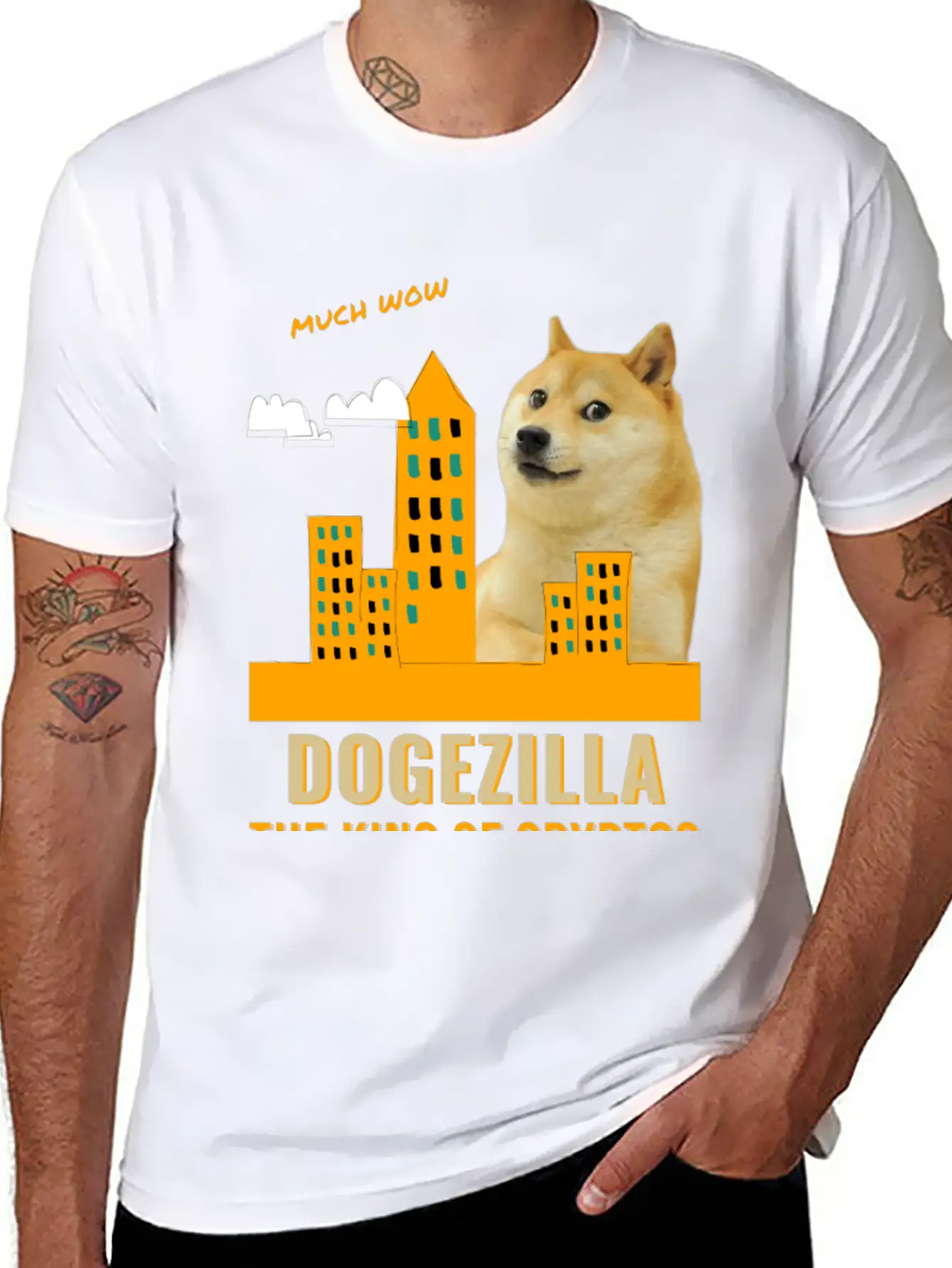 Dogezilla King Of Cryptos - Funny Dogecoin, Doge Breathable Soft Cotton T-Shirt – Timeless Casual Look