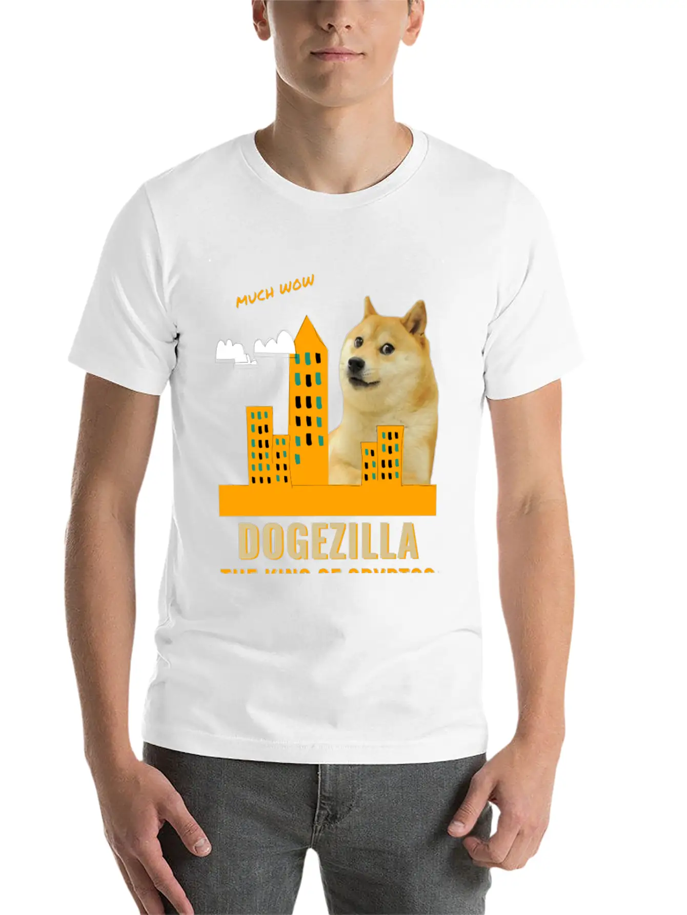 Dogezilla King Of Cryptos - Funny Dogecoin, Doge Breathable Soft Cotton T-Shirt – Timeless Casual Look