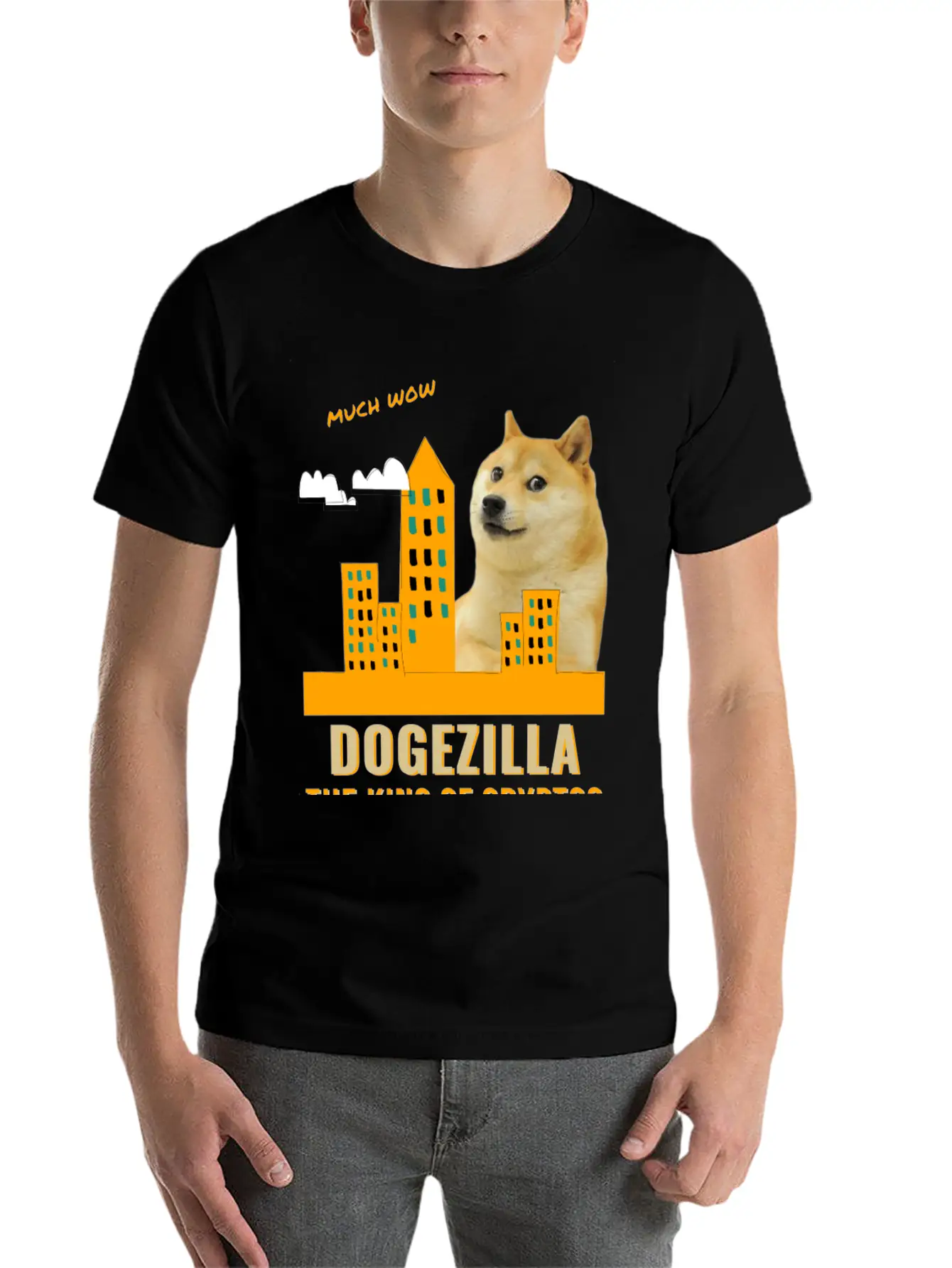 Dogezilla King Of Cryptos - Funny Dogecoin, Doge Breathable Soft Cotton T-Shirt – Timeless Casual Look