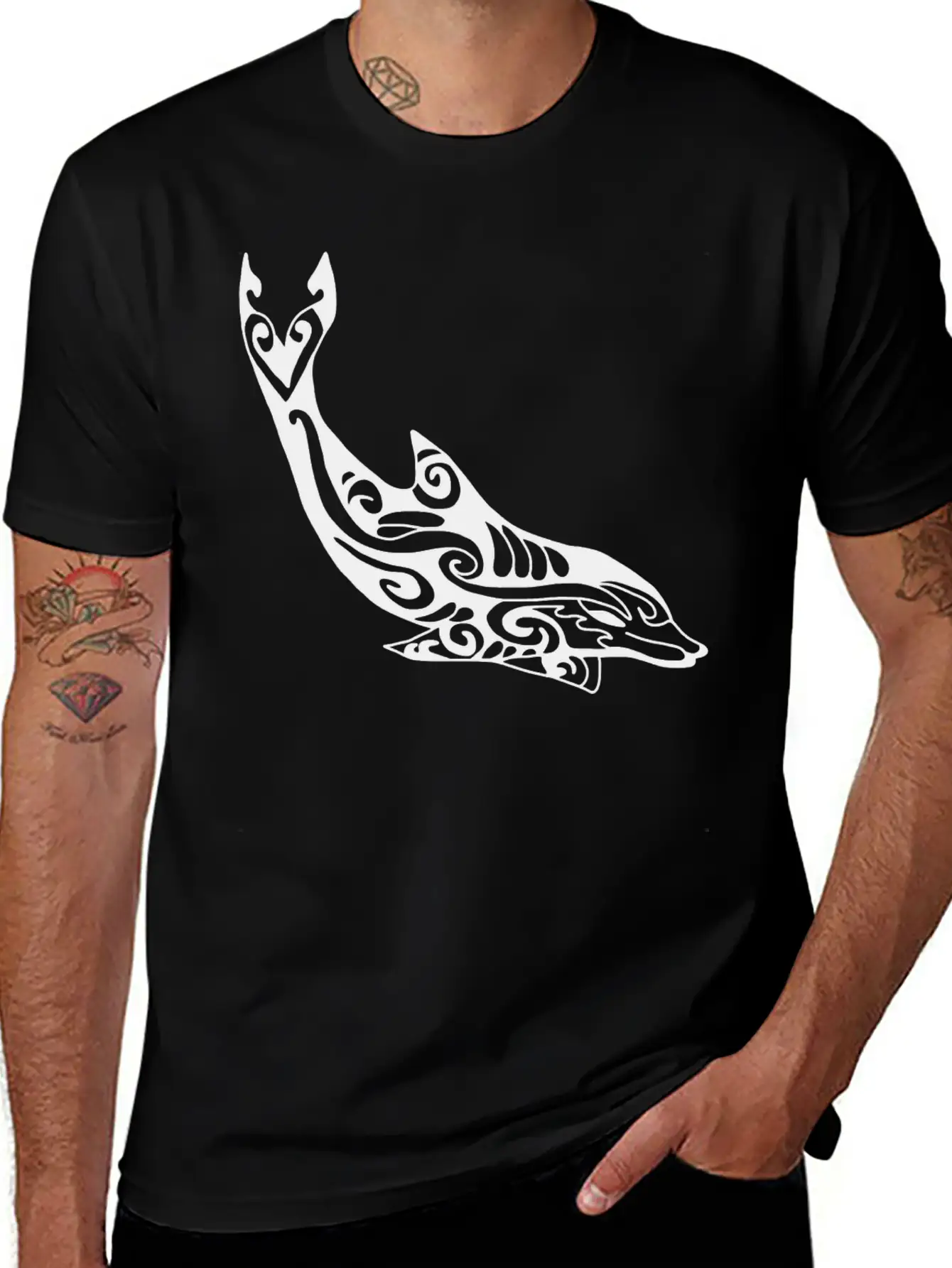 Dolphin Fish Tribal Unisex Casual T-Shirt – Clean Design For Daily Comfort