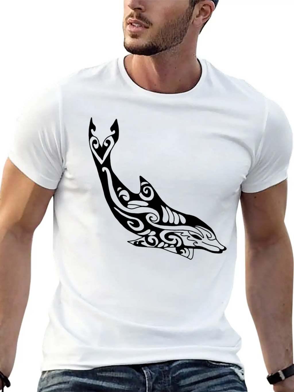 Dolphin Fish Tribal Unisex Casual T-Shirt – Clean Design For Daily Comfort