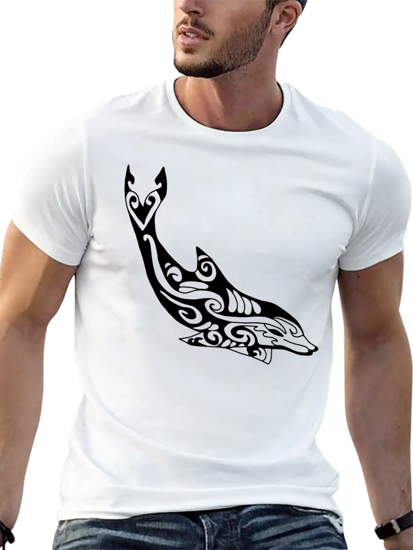 Dolphin Fish Tribal Unisex Casual T-Shirt – Clean Design For Daily Comfort