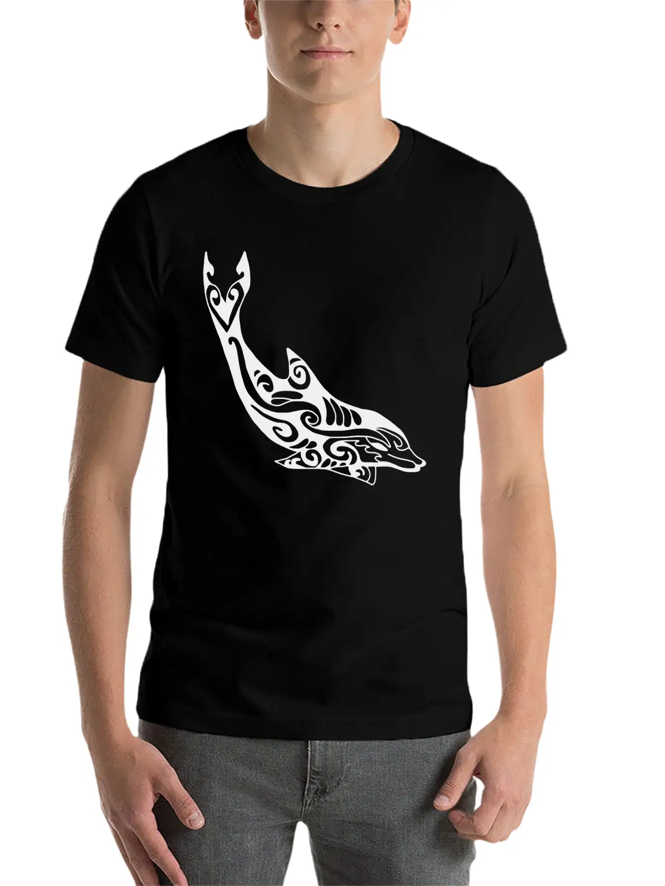 Dolphin Fish Tribal Unisex Casual T-Shirt – Clean Design For Daily Comfort