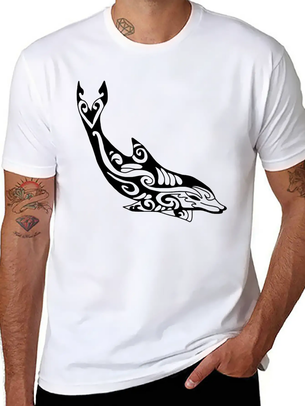 Dolphin Fish Tribal Unisex Casual T-Shirt – Clean Design For Daily Comfort