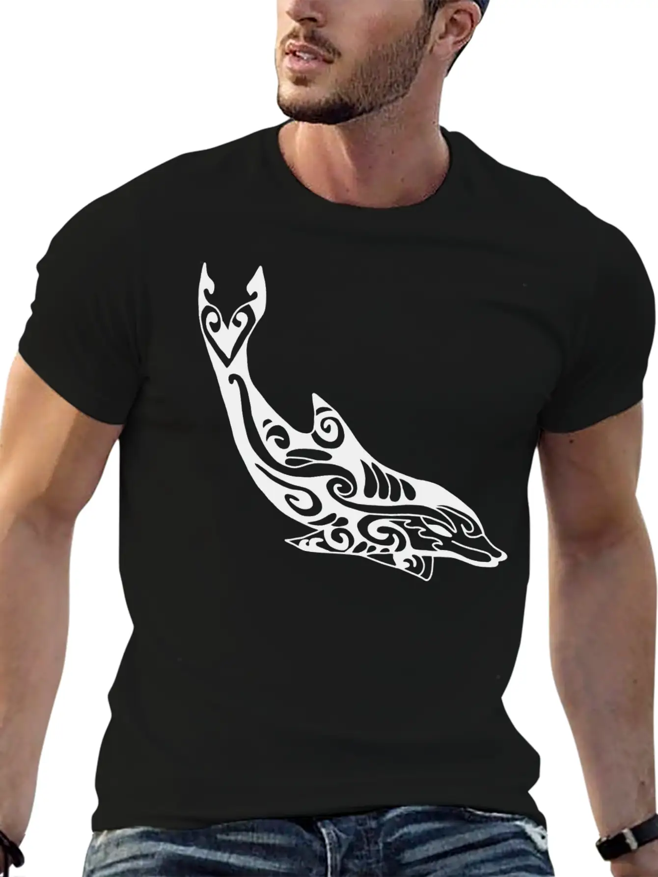 Dolphin Fish Tribal Unisex Casual T-Shirt – Clean Design For Daily Comfort