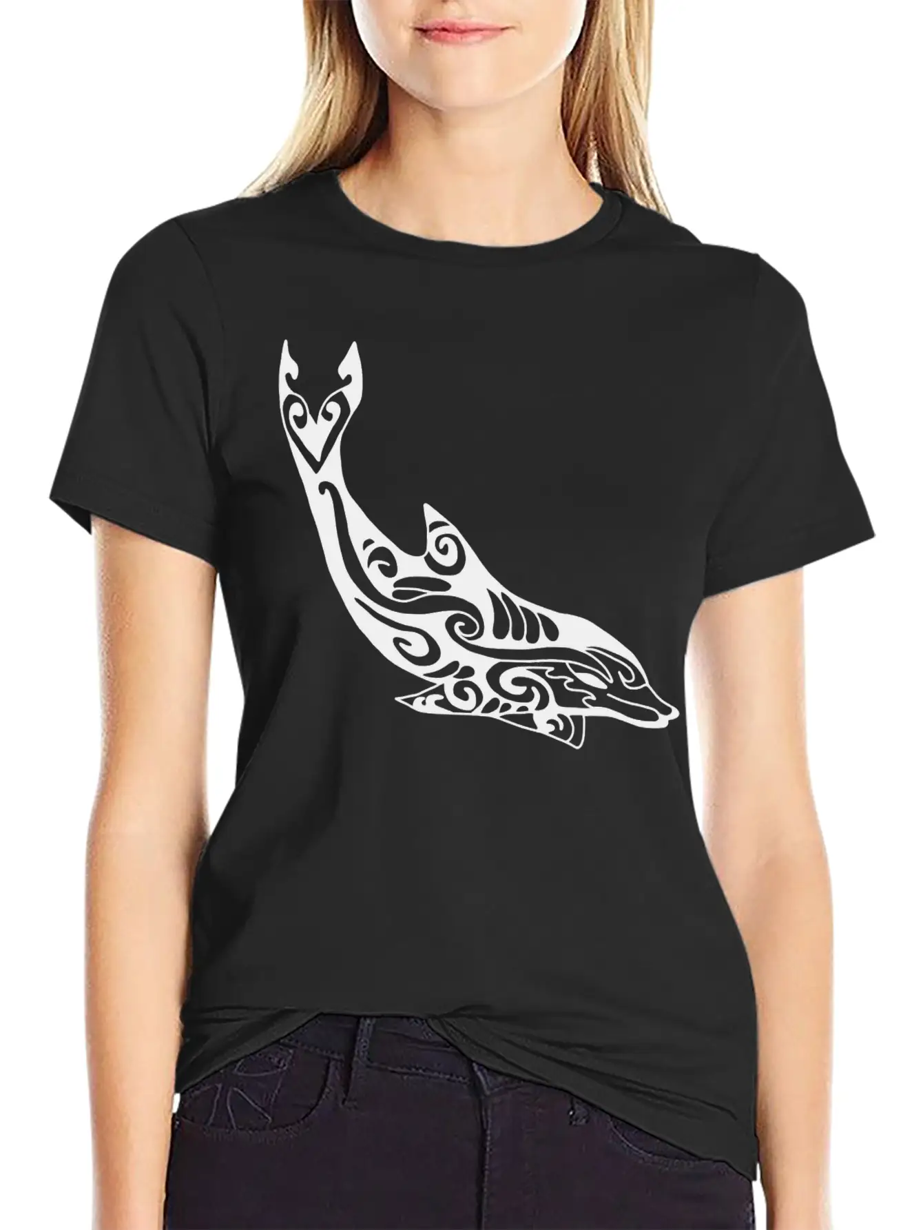 Dolphin Fish Tribal Unisex Casual T-Shirt – Clean Design For Daily Comfort