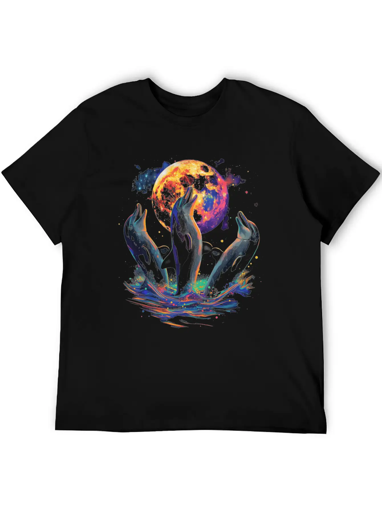 Dolphin Ocean Animal Howling Moon Classic Cotton Tee – Unisex Comfort For Any Season