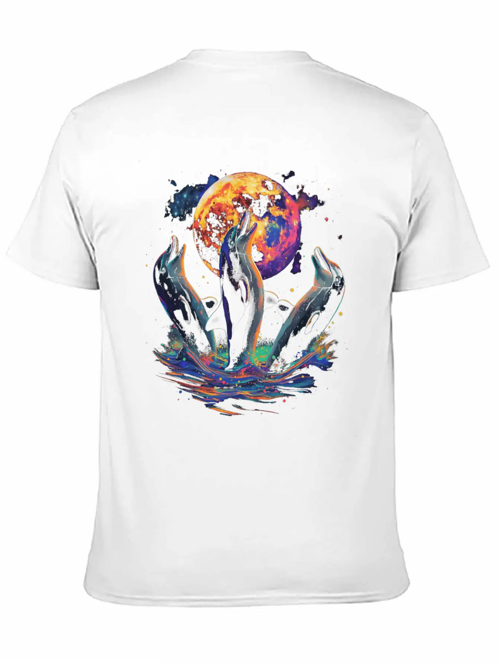Dolphin Ocean Animal Howling Moon Classic Cotton Tee – Unisex Comfort For Any Season